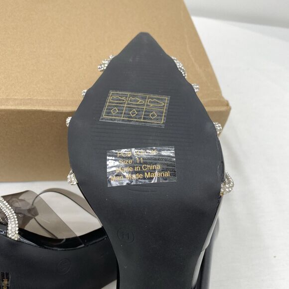 NEW Journee Collection Eleora Crystal Black Heels sz 11 - Picture 9 of 10